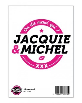 Grand sticker Jacquie & Michel rond blanc